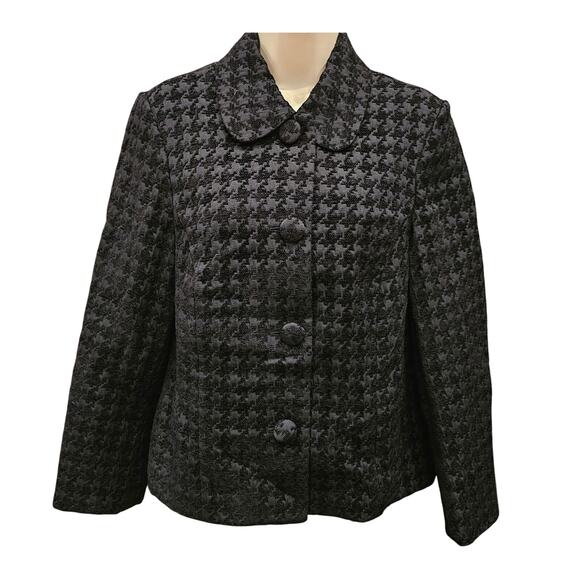 Appleseeds PETITE 10P houndstooth black blazer career business casual EUC + - Picture 1 of 7